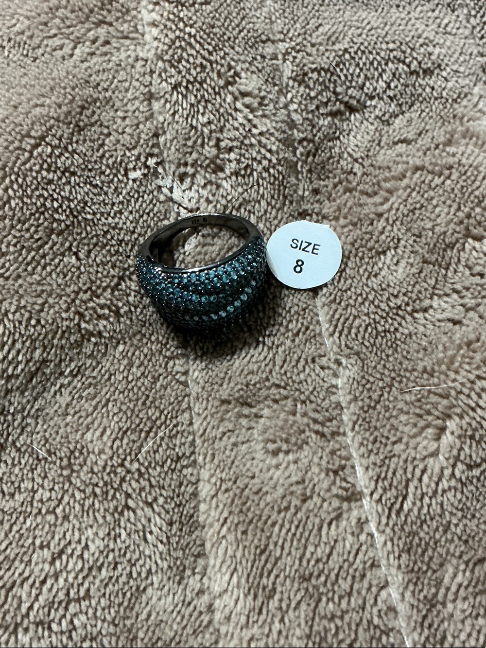 Blue Pavé Statement Dome Ring, Size 8